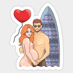 Beach Vacation with Beloved Pregnant Wife Sticker